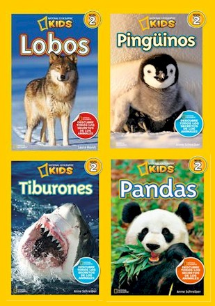 Colección National Geographic Kids Nivel 2: Lobos – Pingüinos – Pandas – Tiburones 