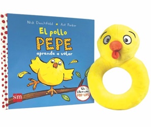 El pollo Pepe aprende a volar. Pop ups + Sonajero 